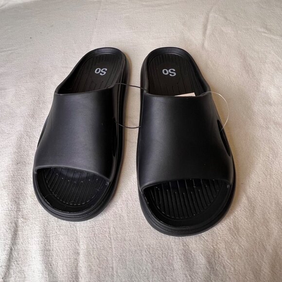 SO Women Size 10 Black Open-Toe Slide Sandals Comfortable Lightweight Slip-On - Picture 4 of 15